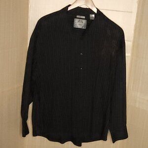 Bruno New York Mens Black Brown Embroidered Striped Button Down 3XLB